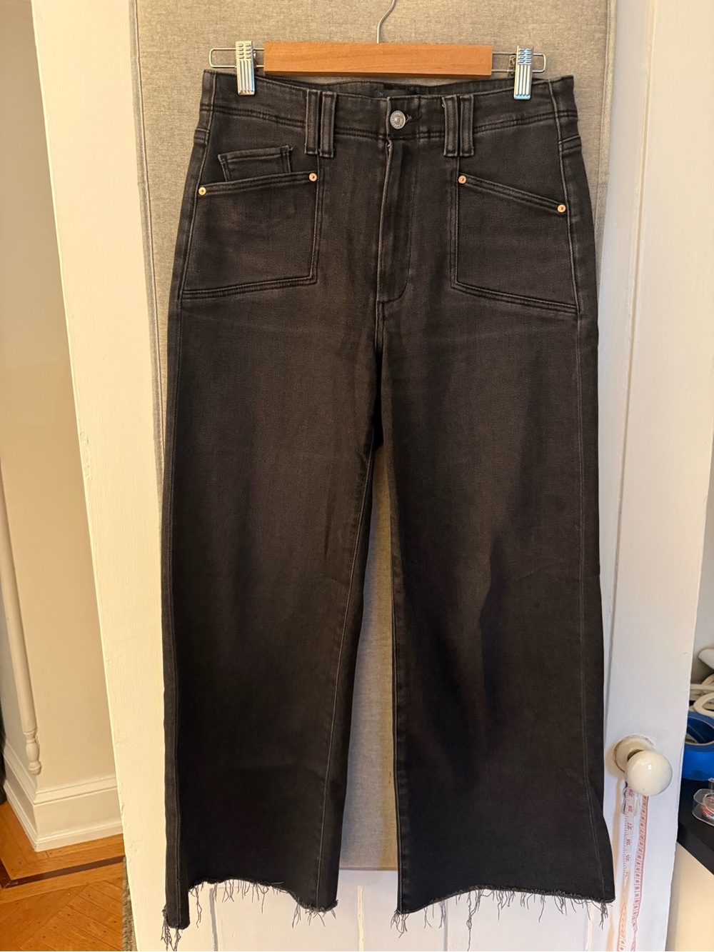 PAIGE High-Rise Wide-Leg Women's Jeans in Black Lotus - Picture 2 of 11